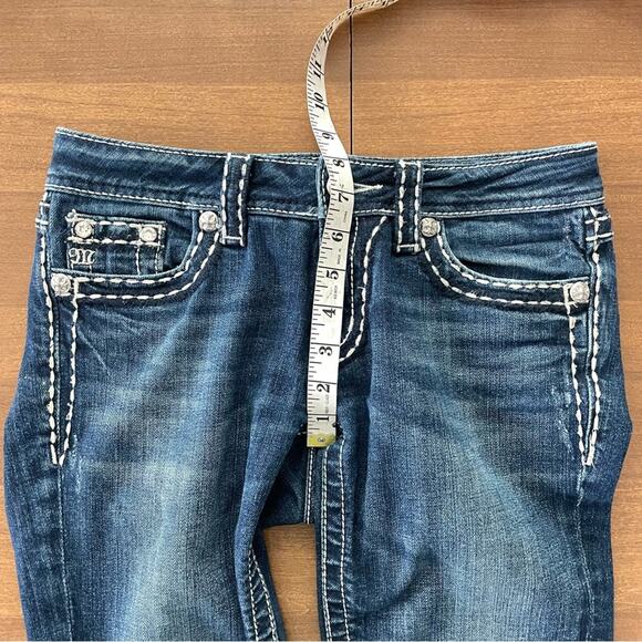 Miss Me | Womens Dark Wash Boot Jeans Blue Denim Thick Stitch Embellished JP5014 - Picture 13 of 13